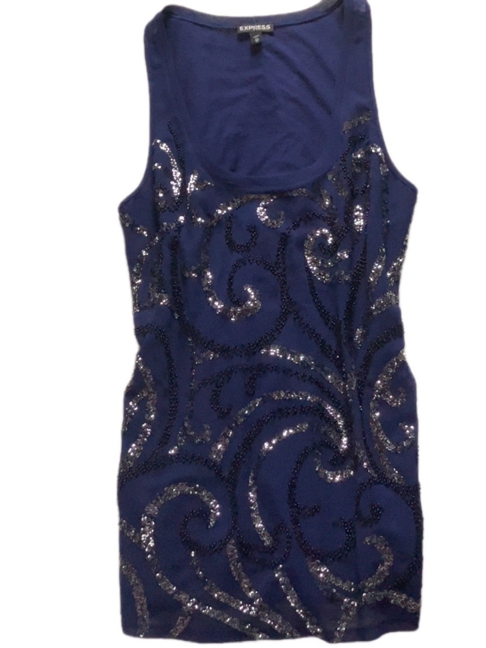 Express Navy Sequin Swirl Tank Top
